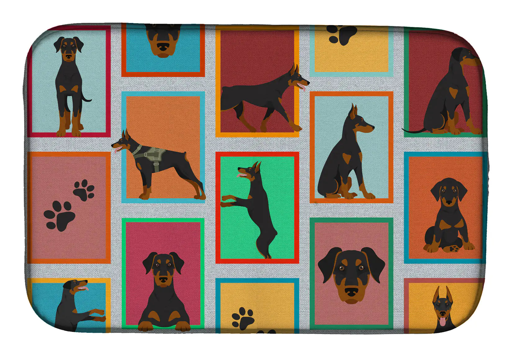 Lots of Doberman Pinscher Dish Drying Mat