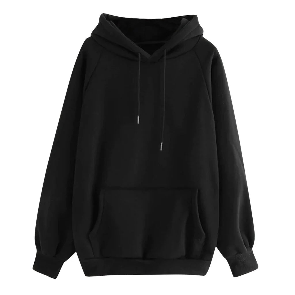 Sudadera con capucha lisa informal para mujer con bolsillos