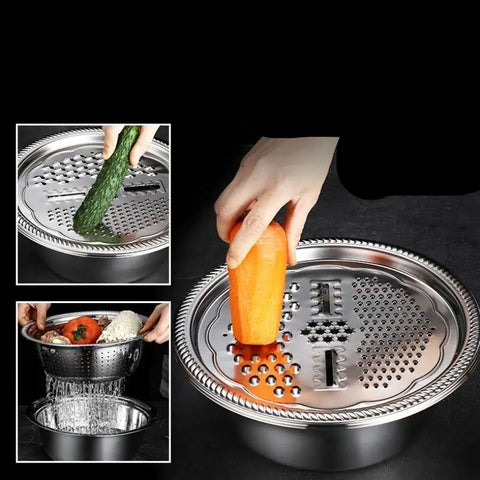 Stainless Steel Vegetable Slicer and Draining Basket Set Frugal Finds Galore