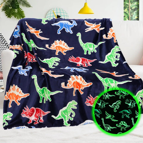 Dinosaur Blanket Glow in The Dark 40x50 inch Frugal Finds Galore