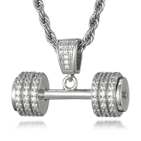 Hip Hop Iced Out Bling Rhinestone Rope Chain Barbell Gym Fitness Dumbbell Frugal Finds Galore