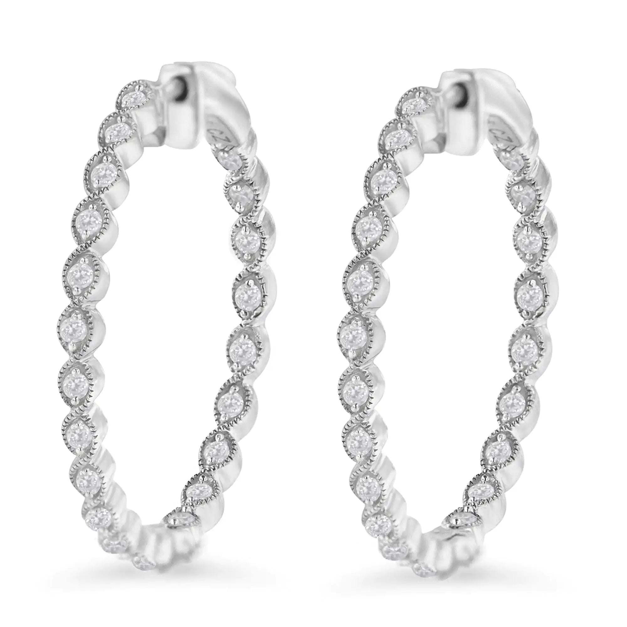 Sterling-Silver Diamond Hoop Earring