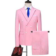 Men's Double Breasted Solid Color Coat Trousers Suit Frugal Finds Galore