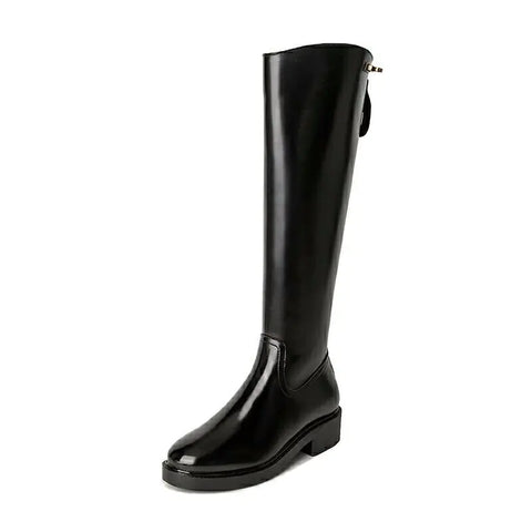 Knee-high Thick Heel Long Martin Leather Boots Frugal Finds Galore