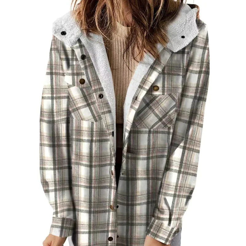 Cozy Plaid Hooded with Fleece Lining