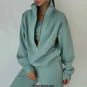 Women's Tracksuit Solid Hooded Sport Suit Frugal Finds Galore
